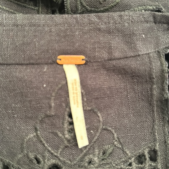 Free People Embroidered Black Mini Boho Dress 0 - Picture 7 of 7